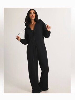 Savage X Fenty Black Caviar Forever Savage Wide Leg Onesie Size M
